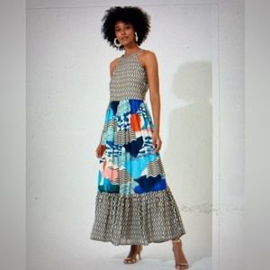 NWT Oliphant High Neck Maxi Dress-Pacifica White-Sz S